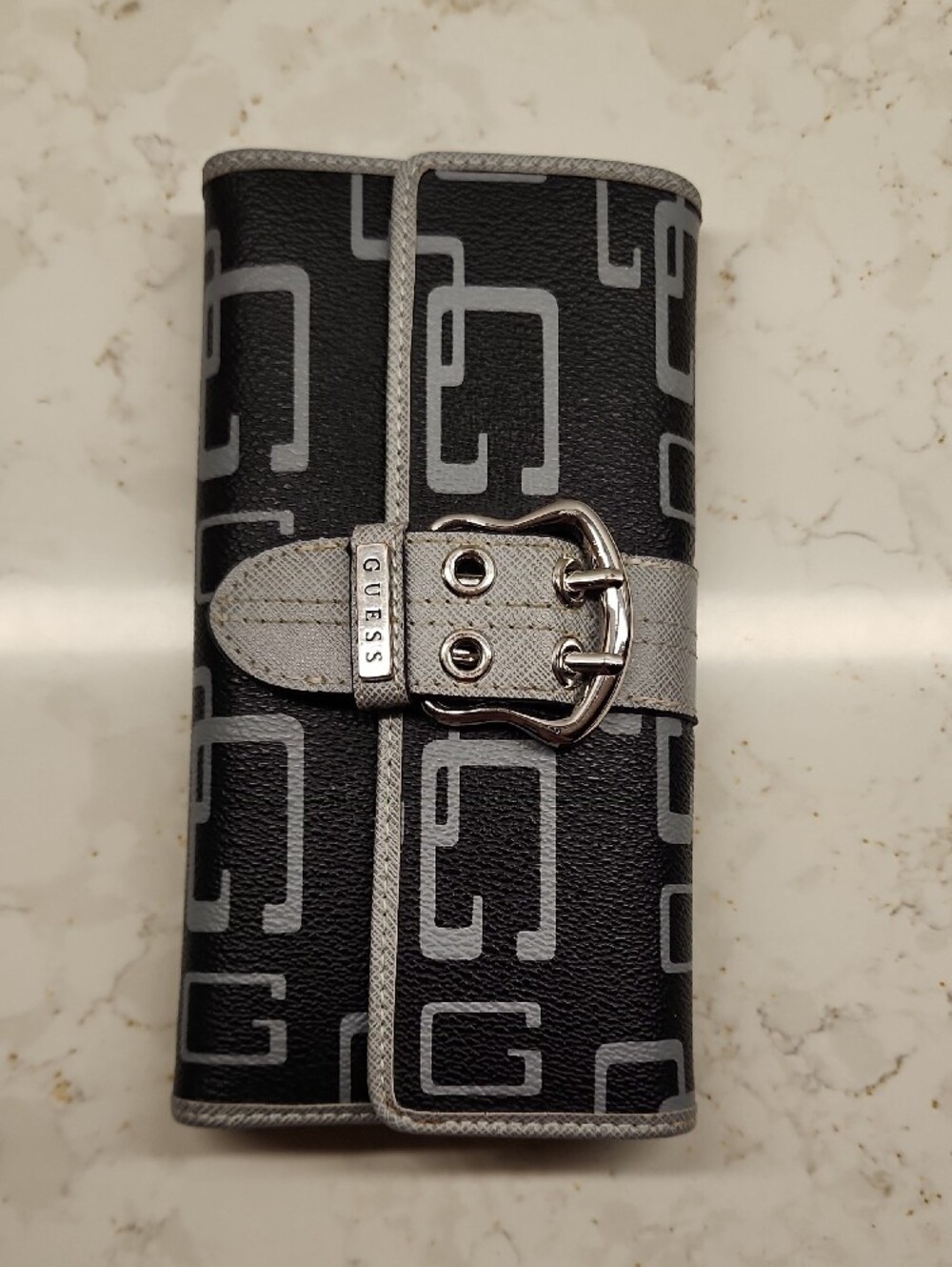 Guess Black Croc-Embossed & Black/Gray Logo Wallet Set - Picture 7 of 11